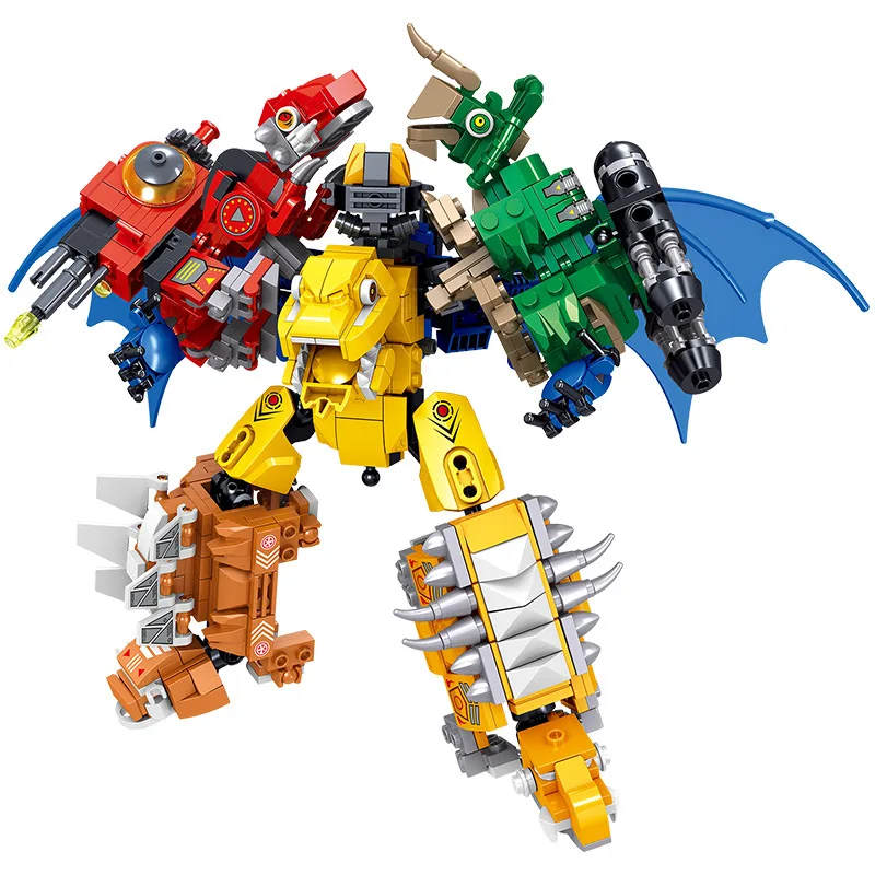 6 IN 1 Transformation Robot Building Block Dinosaur Dragon Education Bricks Toy Gift for Boys