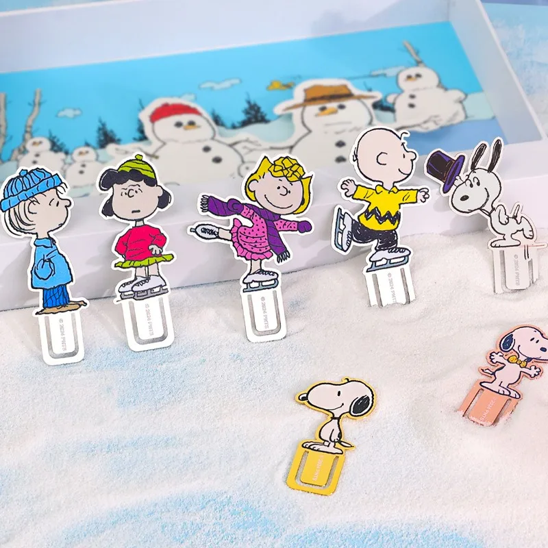 Snoopy Metal Bookmark Set Charlie Brown Anime Action Figure Metal Collectibles Cute Stationery Children Birthday Christmas Gifts