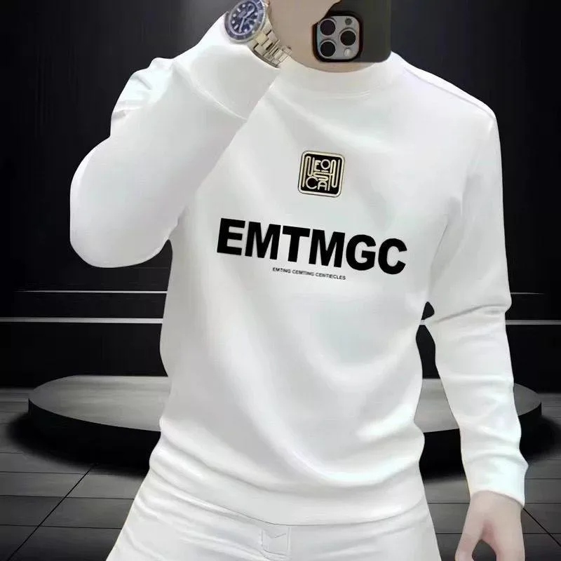 

2026 New Men's Long Sve Fce Lined Sweatirt Casual Comfortable Versatile Print Design High End Faion Lightweight