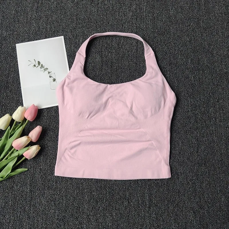 Nahtloses Damen-Neckholder-Top, Sportweste, Yoga-Top, Rückenfreies Fitness-Tanktop, Lauf-Top, Gym-BH, Workout-Fitnesskleidung – Detail 5