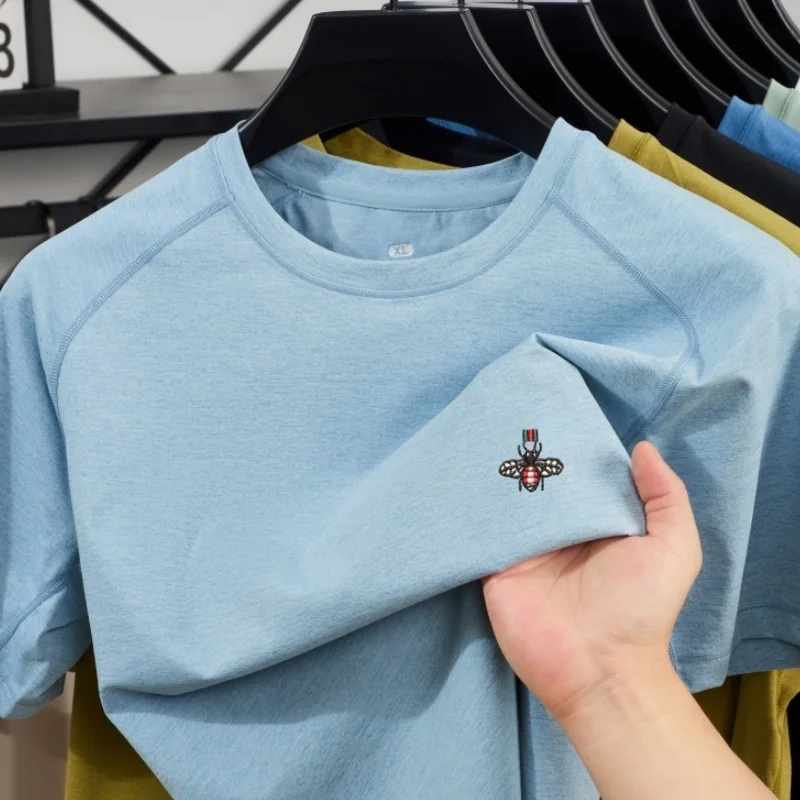

Luxury and fashionable summer hot selling new bee embroidery short sleeve highend men sports quick drying T-shirt round neck top