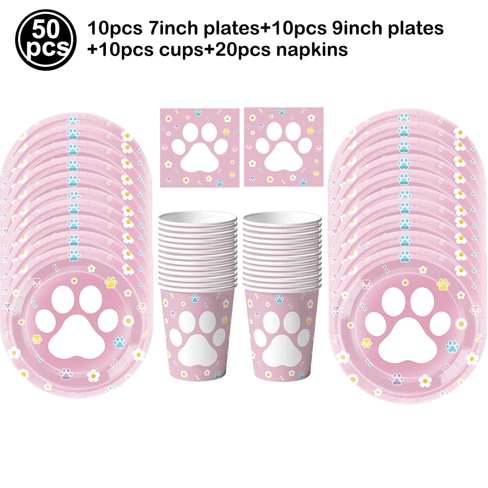 Katzen-Themen Einweggeschirr-Set Pappteller Becher Servietten Tischdecke Haustier Kätzchen Thema Kinder Geburtstag Party Dekoration Zubehör – Detail 5