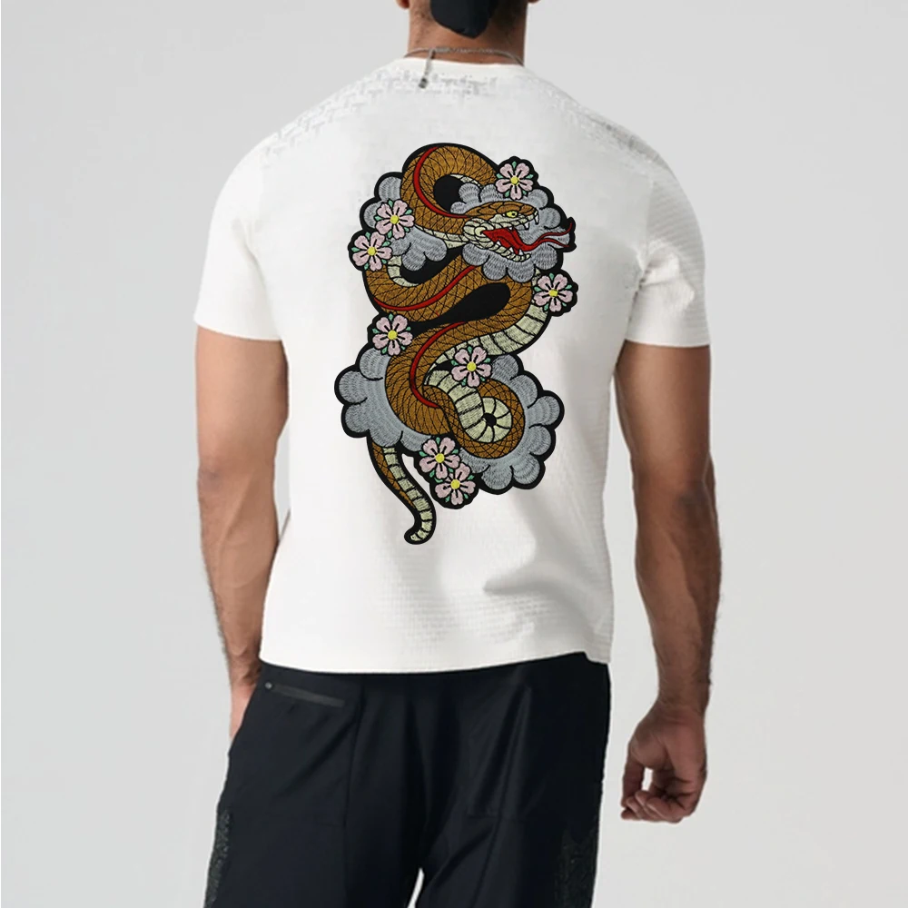 Large Embroidery Wolf Patch Roaring Striped White Tiger Lion Applique Iron On Badge Apparel Snake Flower Animal Accessories