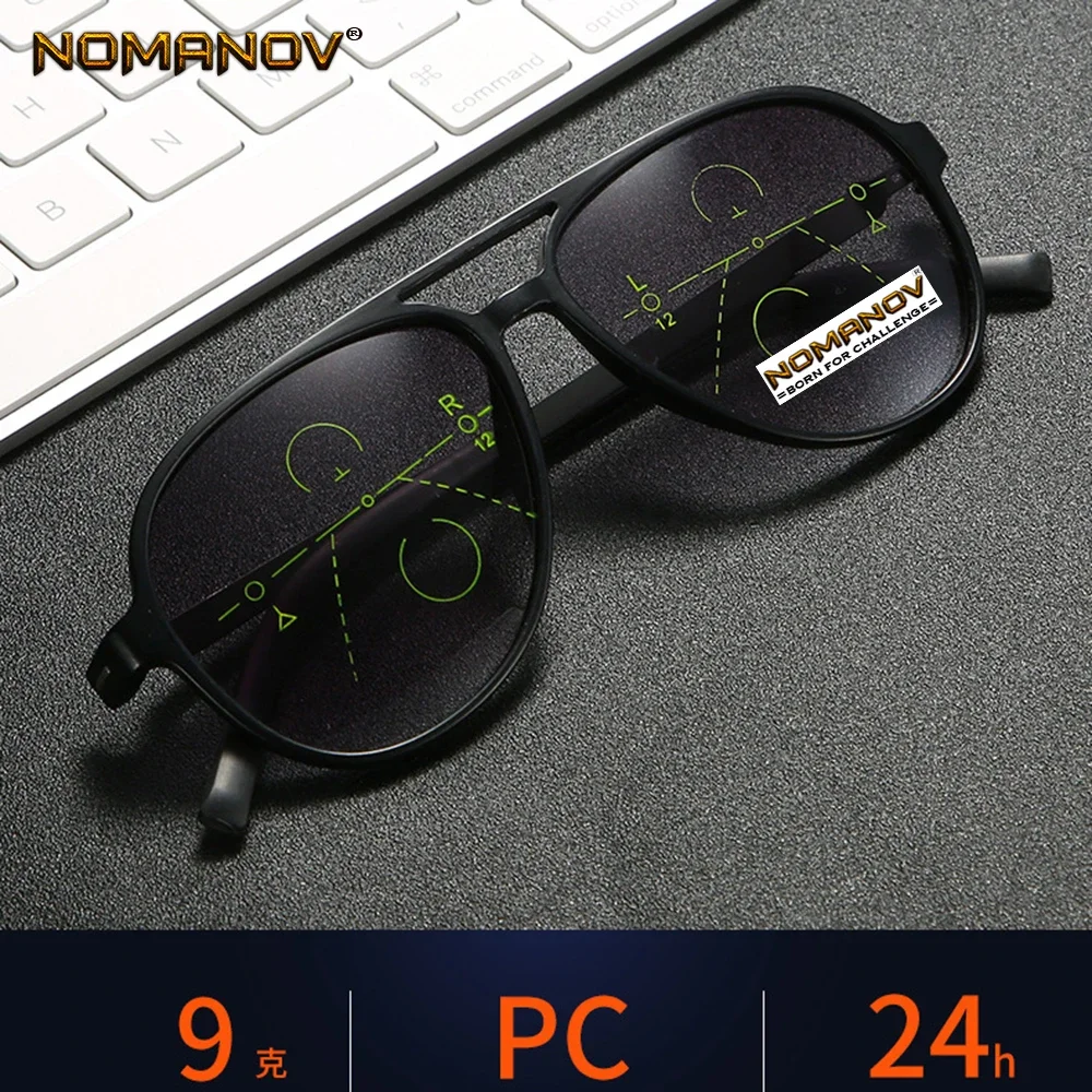 Ultra Light Tr90 Oversized Comfortable Frame Grey Lens Progressive Multifocus Reading Sunglasses Add 75 100 125 150 175 To 400