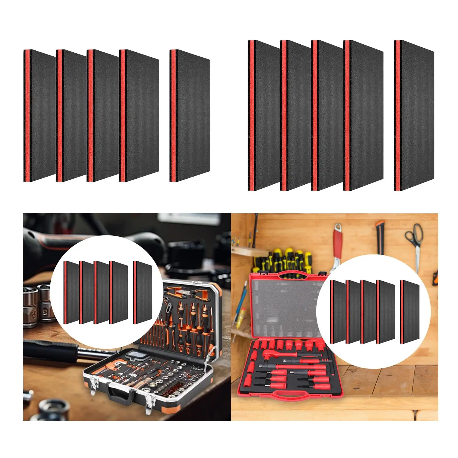5 Pieces Tool Box Foam Inserts Anti Slip Professional Removable for Toolboxes Packaging Storage Transport Padding Crafts