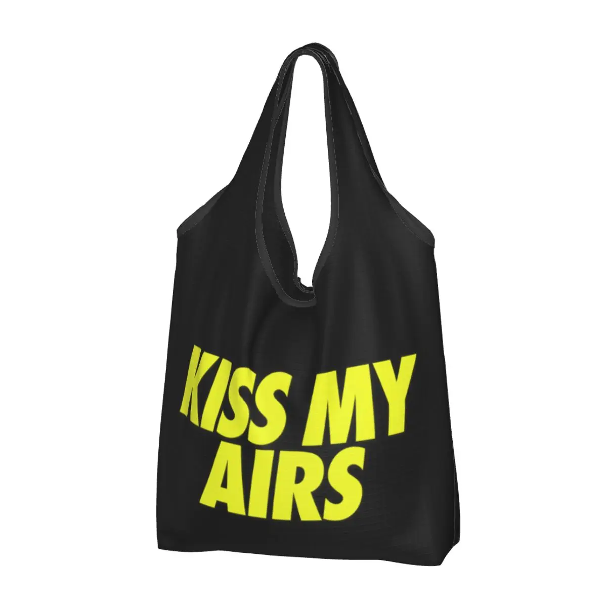 Fashion Printing Kiss My Airs Tote Shopping Bag Portable Shopper Shoulder Handbag