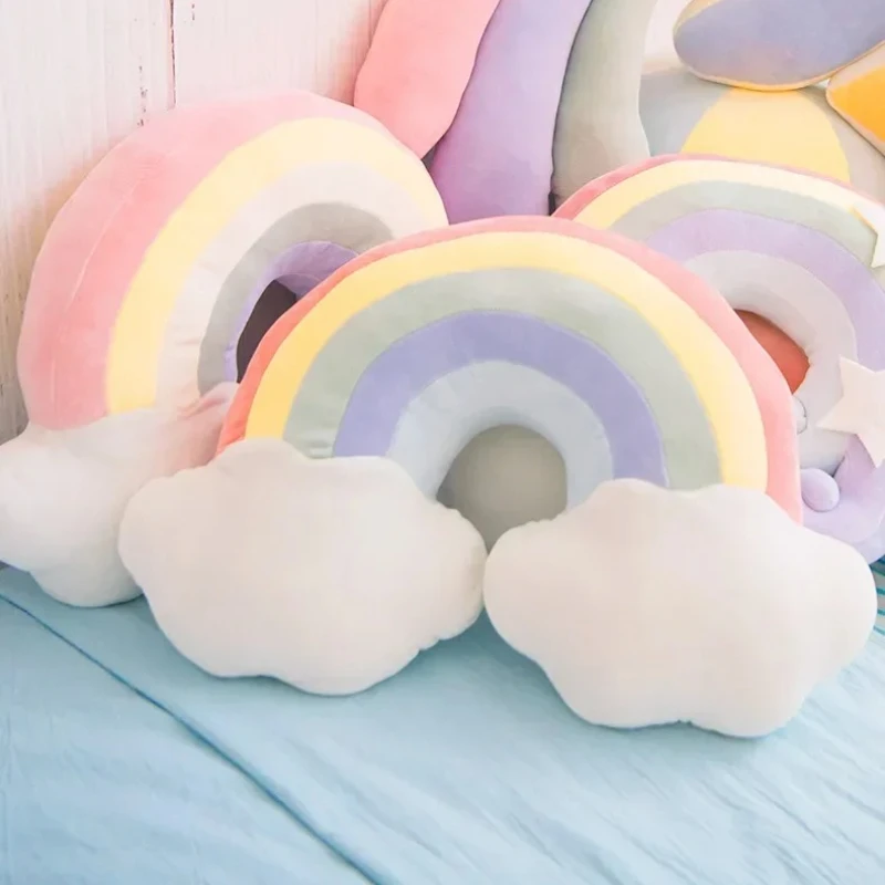 Hot! Big Rainbow Sofa Cushion Surprise Birthday Gift Warm Decoration for Home Children's Room Bedhead Chair Cushion Cute Pillow