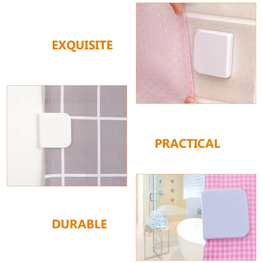 6 Pcs Shower Curtain Fixing Clip White Holders Clips Dropshipping Adhesive Weight Abs Splash-proof Guard