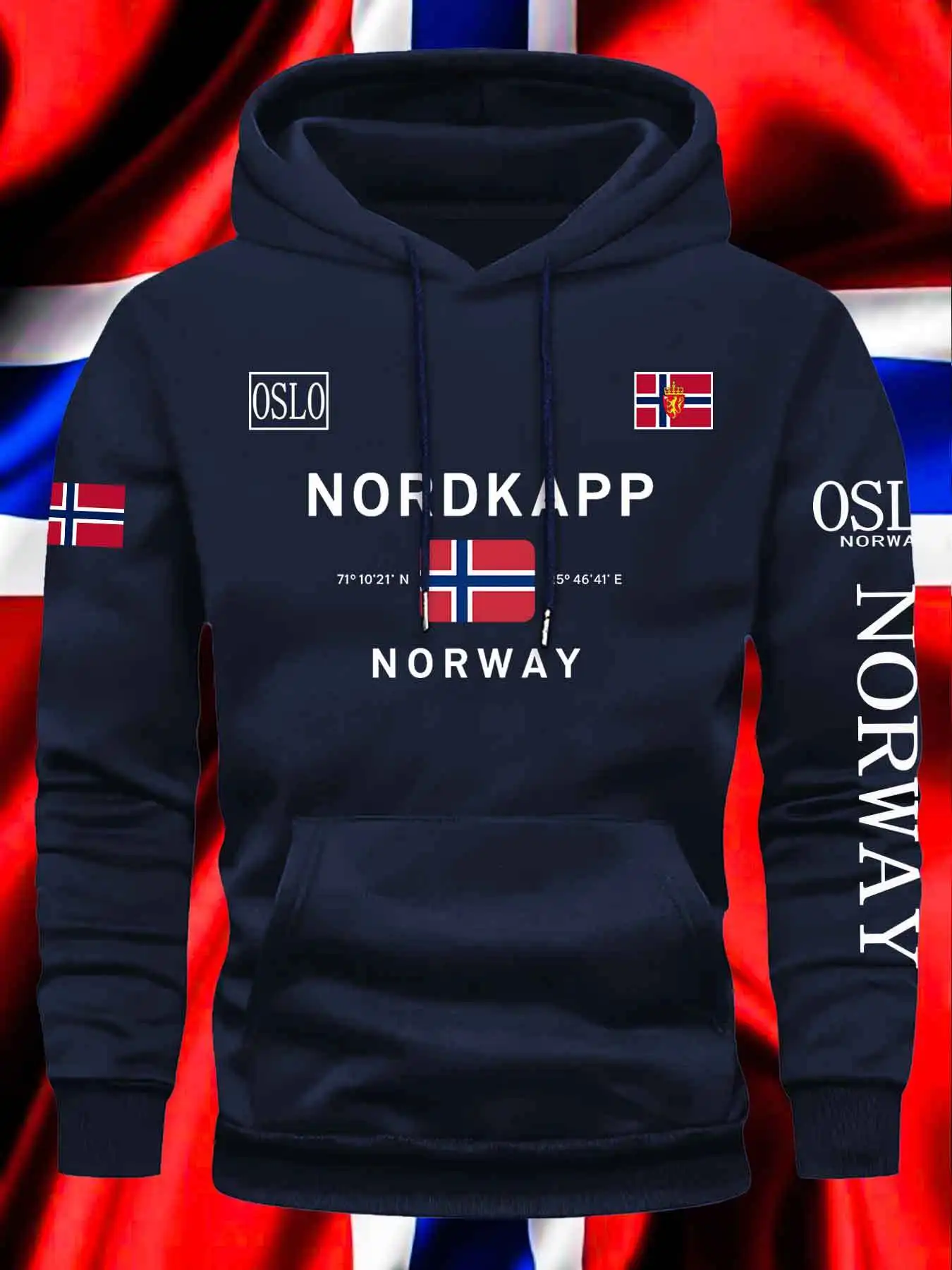 Norway Autumn winter models Men's Fleece windproof Warm 100%Cotton Oversized Hoodie Outdoor Commuter Men's High Elastic top