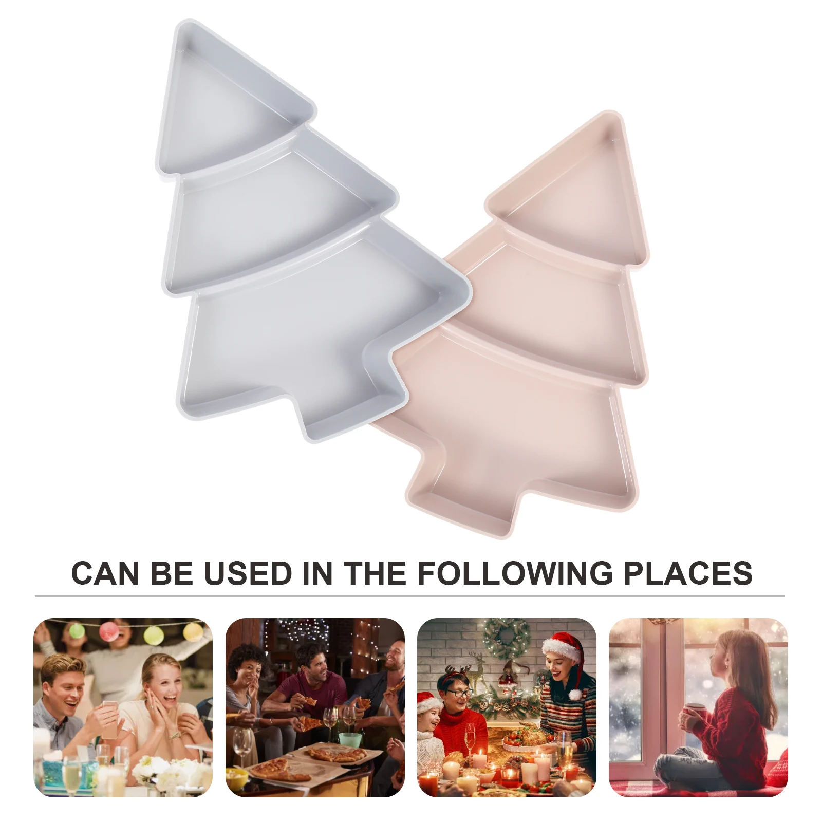 

2pcs Christmas Tree Snack Dishes Large Capacity Multi grids Fruit Tray Kitchen Dining Room Picnic Camping Wedding Food Storage