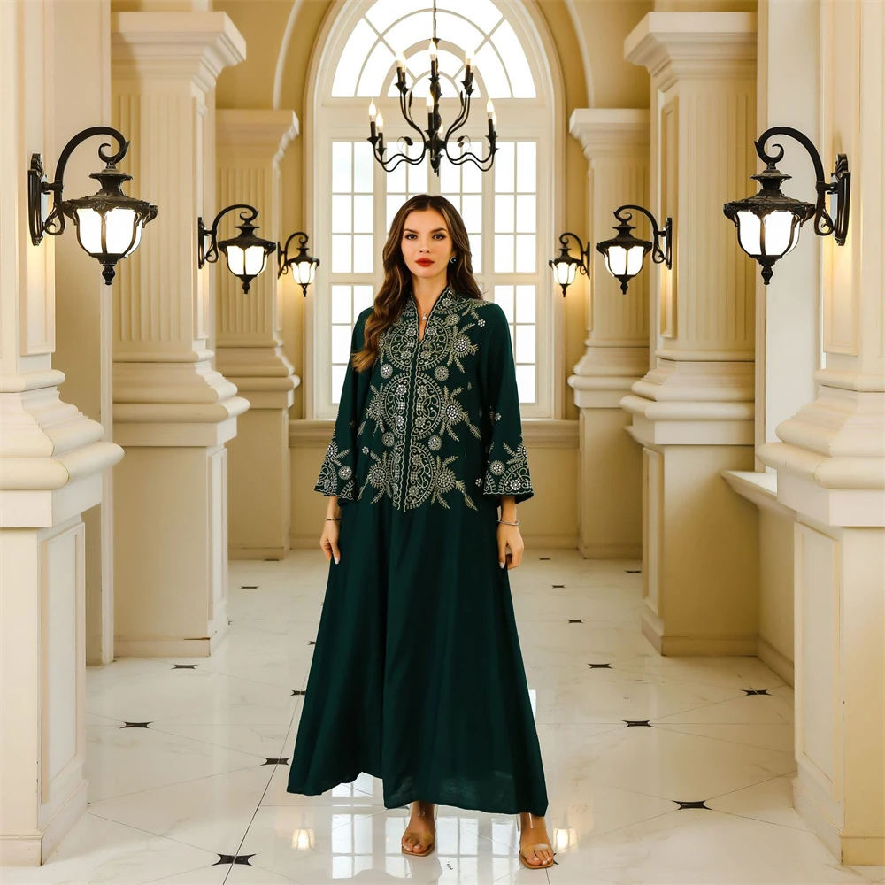 

Ramadan Islamic Muslim Women's Robe Middle Eastern Dubai Clothing Abaya Luxury Fashion Embroidered Robe Evening Dress