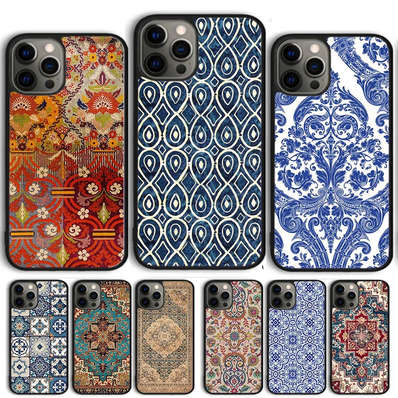 Moroccan Ancient Floral Tiles Phone Case Cover For iPhone 16 15 14 13 12 Pro Max mini 11 Pro Max XS X XR Plus