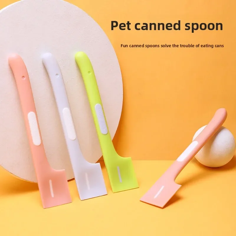 Cat Food Scraper Tool for Canned Wet Food Clean Long Handle Right Angle Design Pet Spoon Stainless Steel Can Residue Cleaner Ea