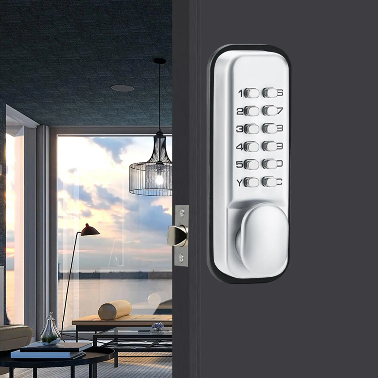 Keyless Mechanical Entry Door Lock Digital with Keypad Push Button Code Knob