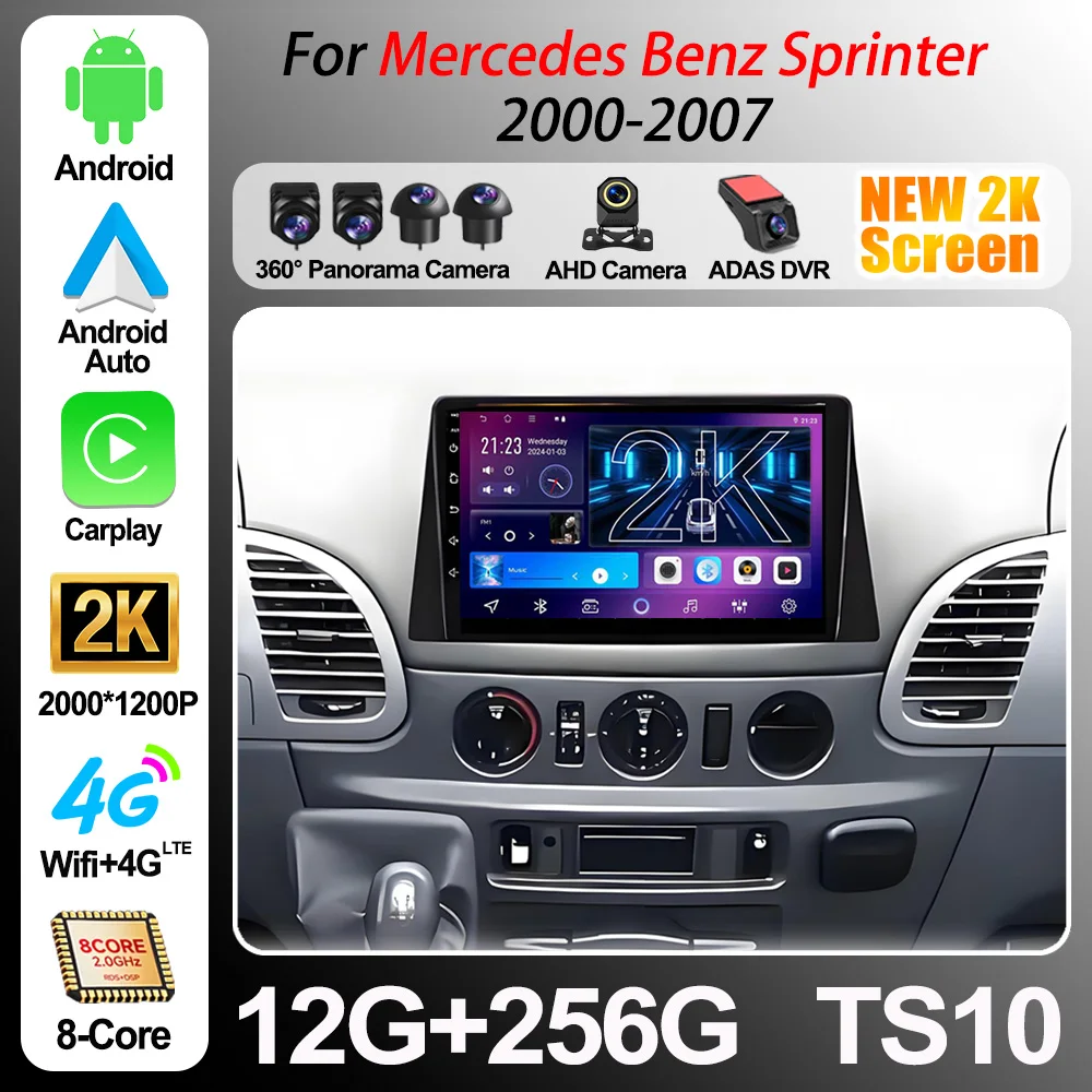 Android 16 For Mercedes Benz Sprinter 2000 2001 2002 2003 2004 - 2007 GPS Carplay Car Stereo Car Radio Video Multimedia Player