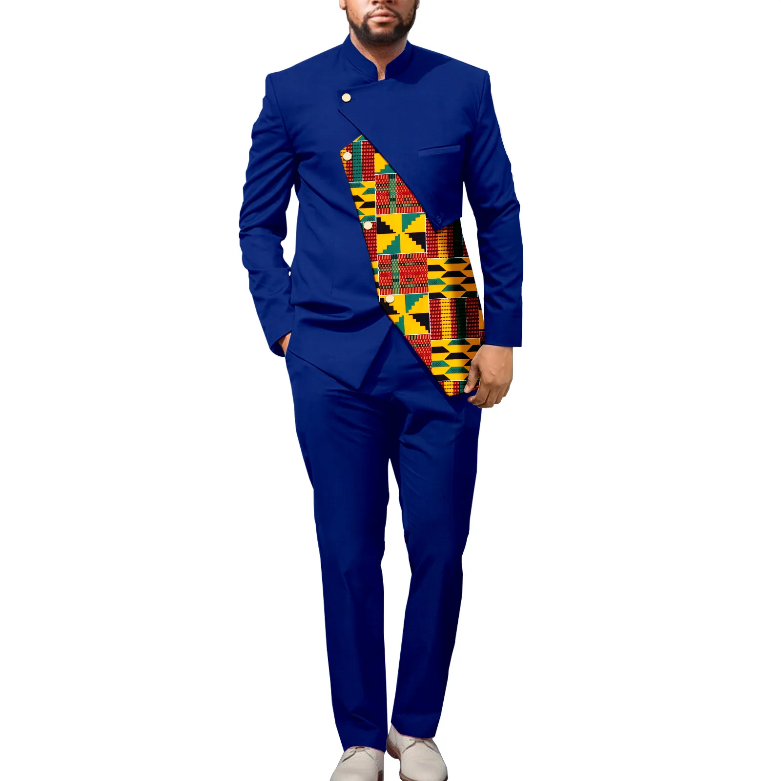 African Clothing Dashiki Printed Jacket with Ankara Pants 2 Piece Set Dress Suit Outwear for Wedding