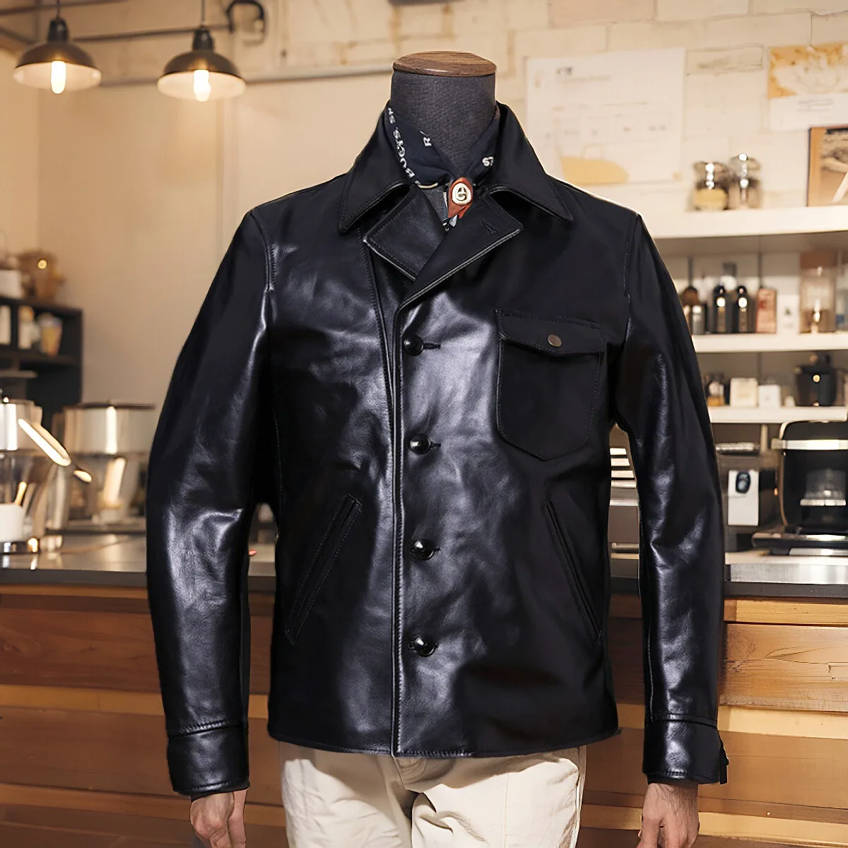 California Bear American Retro Top Layer Cowhide Jacket Genuine Leather Short Suit Collar Men's Casual Outerwear