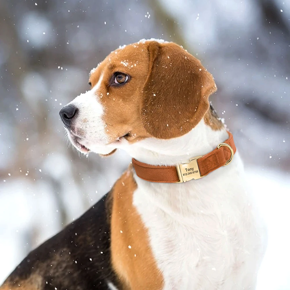 Personalisiertes Samt-Hundehalsband, superweiche Hunde-ID-Schnallenhalsbänder, gravierte Namens-Haustier-Halskette, verstellbar für kleine, mittelgroße und große Hunde – Detail 17