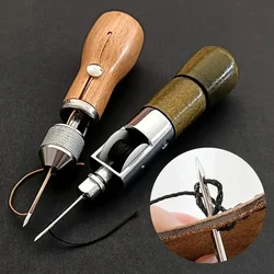 Leather Sewing Awl Kit Hand Stitcher Set Lock Stitching Hand Stitcher Sewing Needle Thread Kit Household DIY Craft Stitch Tools