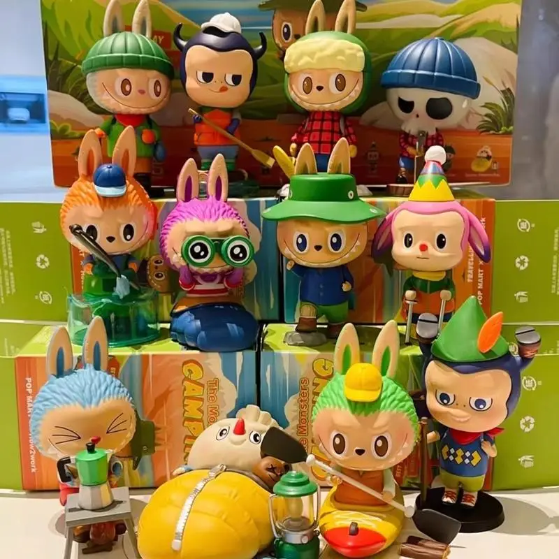 POPMART LABUBU Elf Outdoor Travel Series กล่องตาบอดแฟชั่นคอลเลกชันรูปของเล่นตุ๊กตาเดสก์ท็อปตกแต่งเครื่องประดับ Surprise Gi