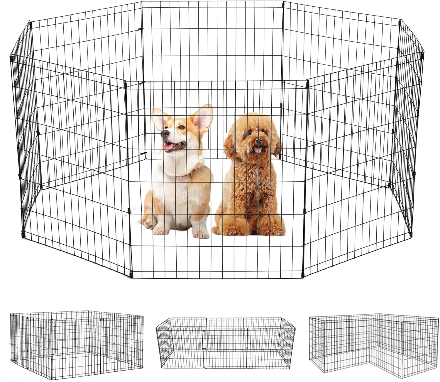 

30-дюймовый портативный металлический манеж для животных, 8-панельный складной забор для использования в помещении и на улице, черный