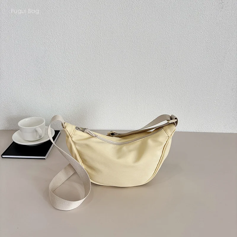 Women's Dumpling Bag Single Shoulder Crossbody Bag Fashionable Casual Versatile Solid Color Simple Student Commuting