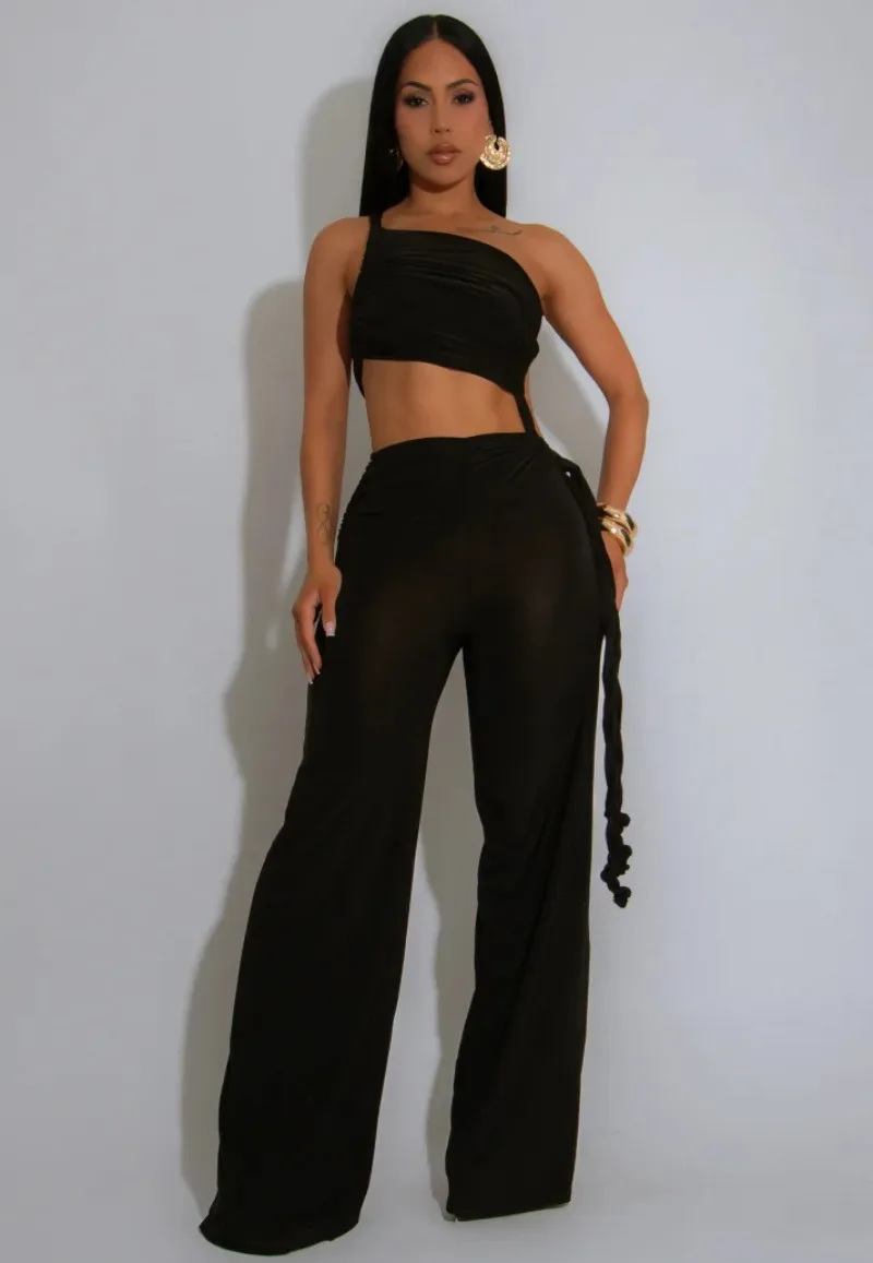 

Fashion Summer New Sexy Suspender Hollow Wide Leg Jumpsuit Women Hipster Solid Elastic Halter Backless Vacation Rompers