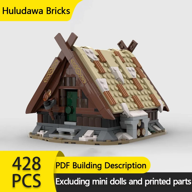 Bloques de construcción de vista de calle Medieval para niños, modelo MOC, cabaña pequeña vikinga, regalos de tecnología Modular, juguetes de ensamblaje de vacaciones, traje