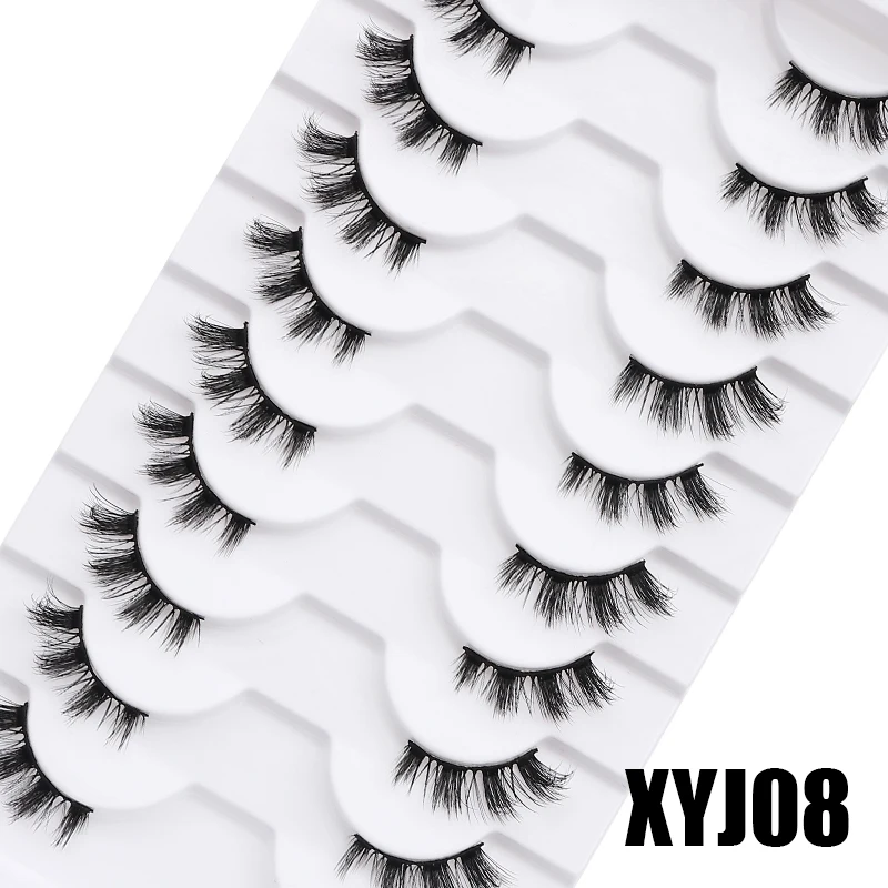 DINGSEN 10 Paar Natürliche Wimpern Halblange Katzenaugen-Wimpern 3D Kunstnerz Flauschige Wimpern Flügelige Falsche Wimpern – Detail 15