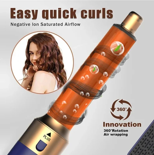 Imagen 2 del producto Secador de pelo 10 5 en 1, cepillo de peine de aire caliente, herramienta de estilismo profesional con rizador y alisador de cabello para todo tipo de cabello