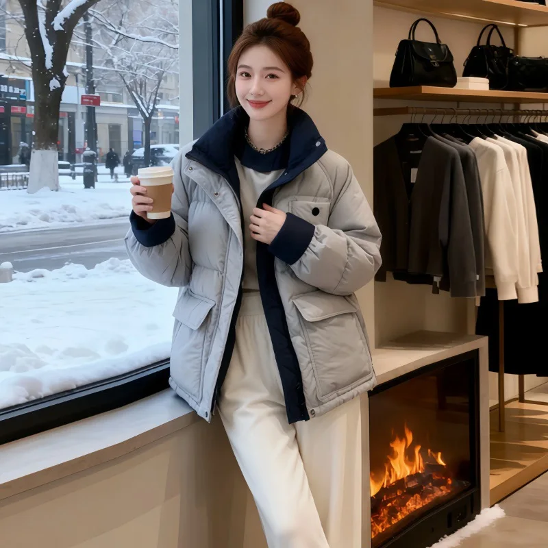 Autumn Winter Quilted Jacket Women Lightweight Parkas Warm Long Sleeve Single-breasted Coat Women\'s Clothing Trends Solid Pocket