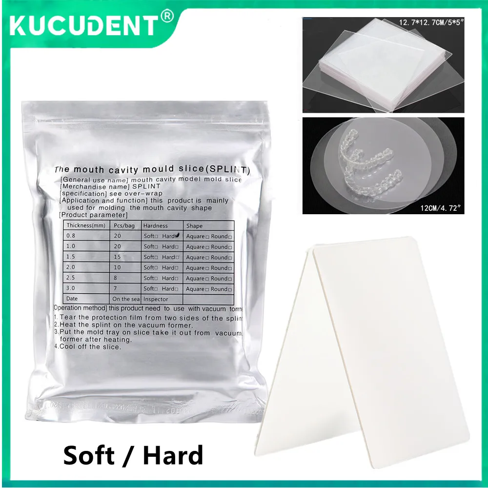 

Dental Vacuum Forming Sheet Splints Retainers Hard/Soft Thermoforming Plastic Sheet Square/Round Lab Denture Orthodontic Slic