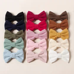 5pcs Cute Waffle Bow Hair Clips Girls Ponytail Decor Small Barrette Kids Fahsion Bang Hairpins Baby Hair Accessoreis