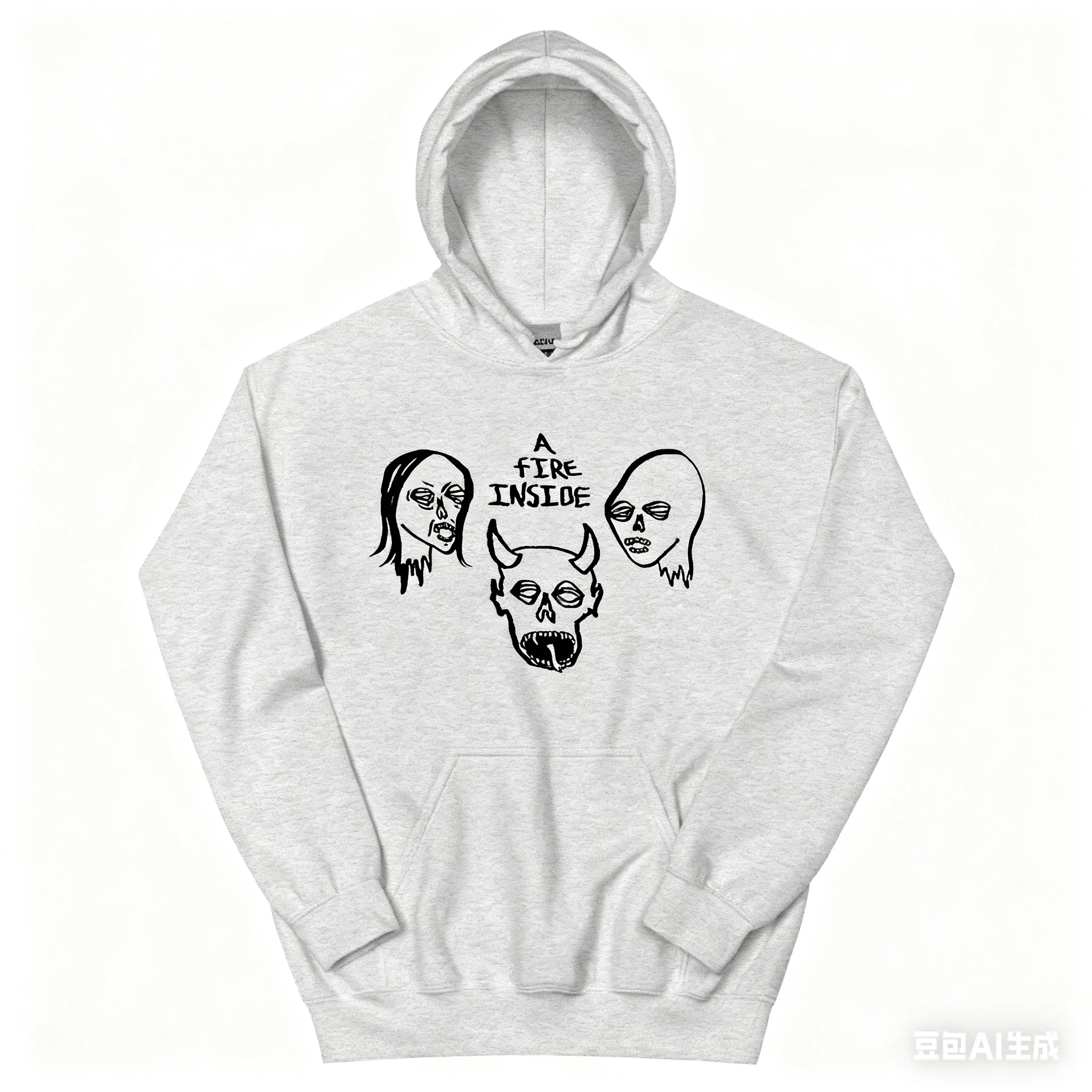 A Fire Inside Black Hoodie Faces Ivory AFI Graphic Sweatshirt Long Sleeve Fashion Hooded Pullovers Warm Men Women Leisure Hoodie