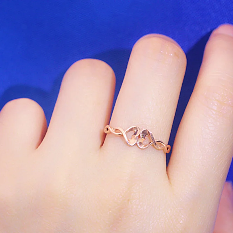 Classic design 585 purple gold heart rings for women exquisite small plated 14K rose gold new in party jewelry adjustable view 5