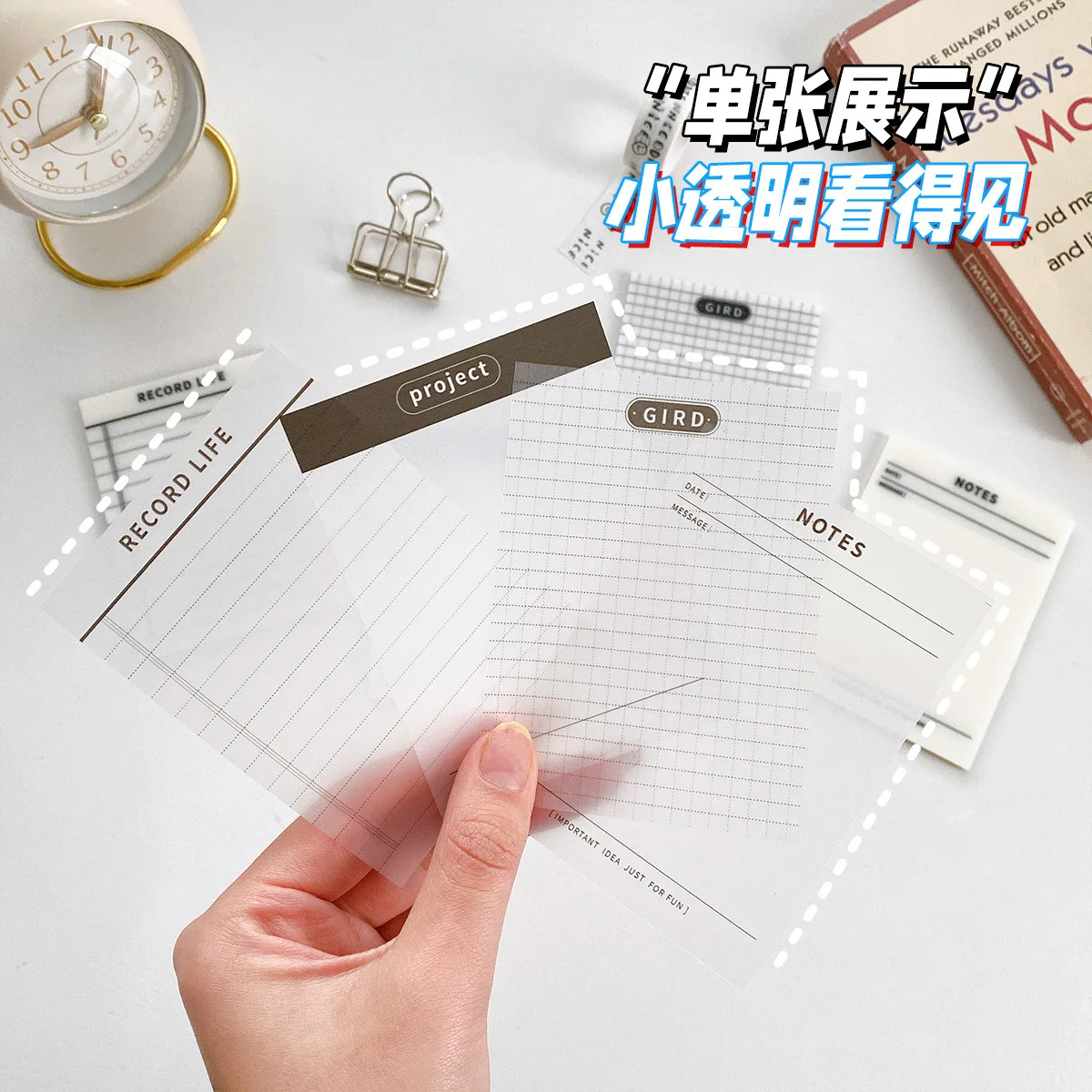 50 sheets PET Transparent Self-Adhesive Waterproof  Memo Pad Cute Notes Korean Style Office Index Notepad  Kawaii Stationery