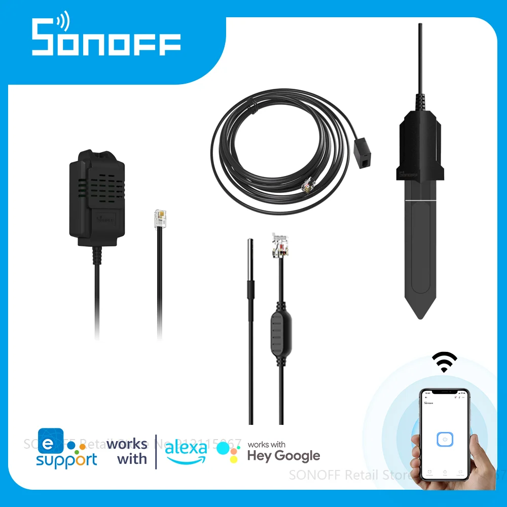 SONOFF TH Elite/Origin Sensor THS01 WTS01 MS01 5M Extension Cable RL560 Soil Moisture Humidity Temperature Detecor Monitor