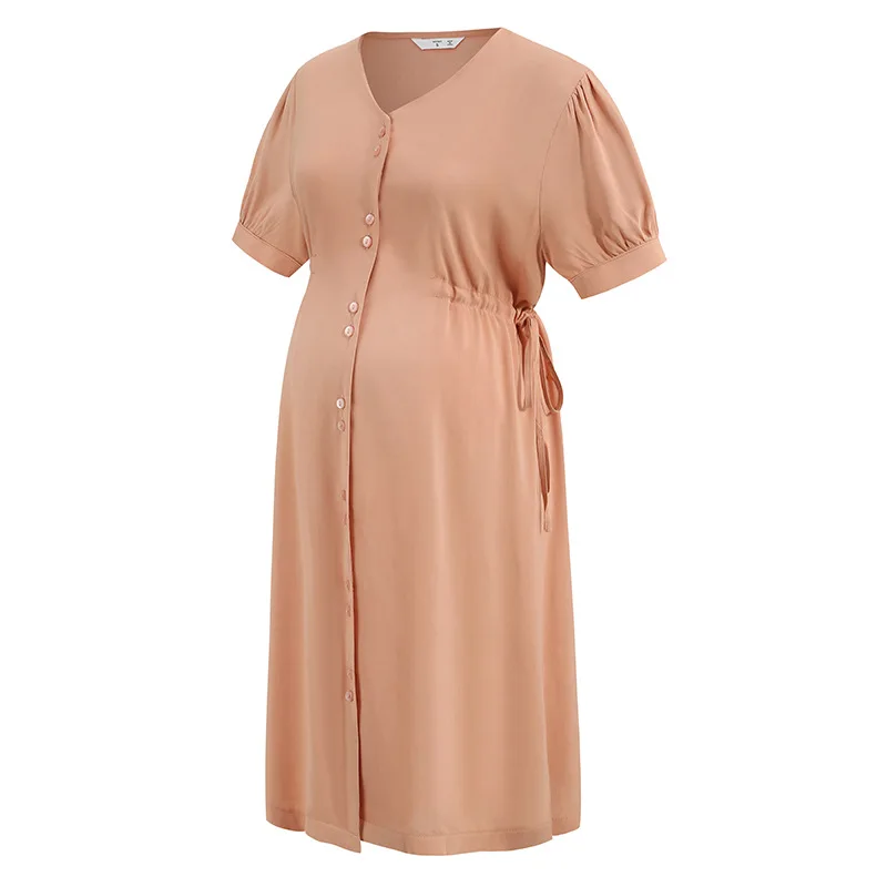 Maternity Clothes Fashion Solid Color Breast-feeding Pregnant Woman Maternity Nursing Dress Robe Femme платье летнее Vestidos