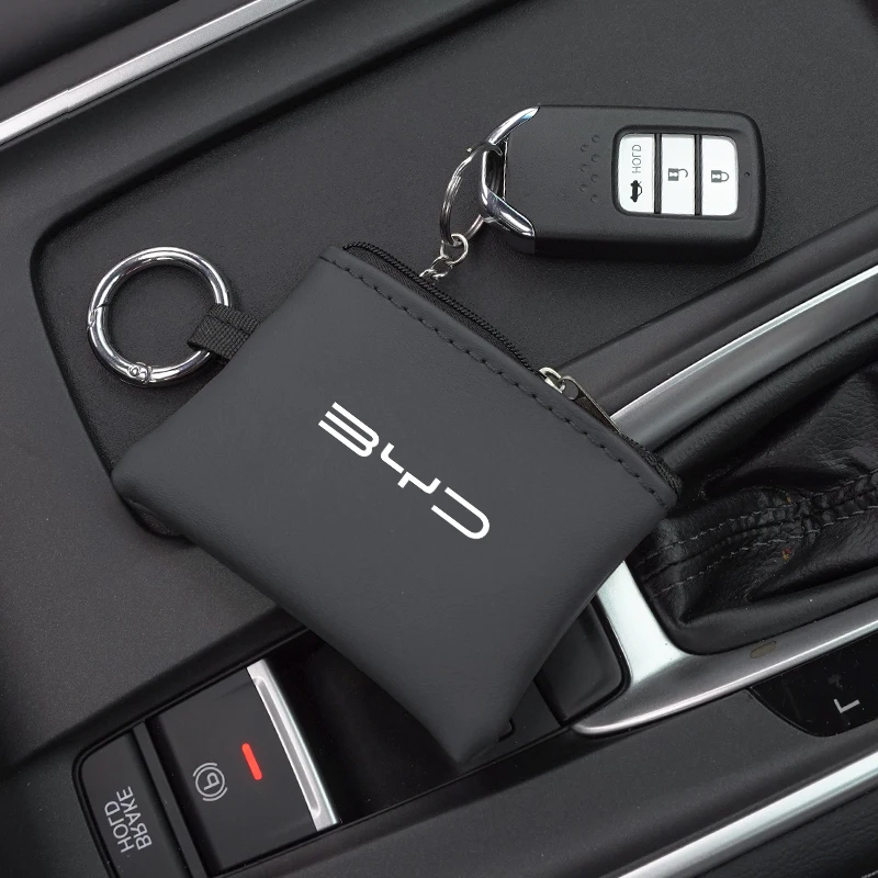 Auto Leder Schlüssel Brieftasche Karte Tasche Emblem schlüsselbund Beutel Für BYD Atto 3Yuan Plus Han Tang EV F3 E6 Dmi Song F0 Qin Pro G3 I3 Ea1