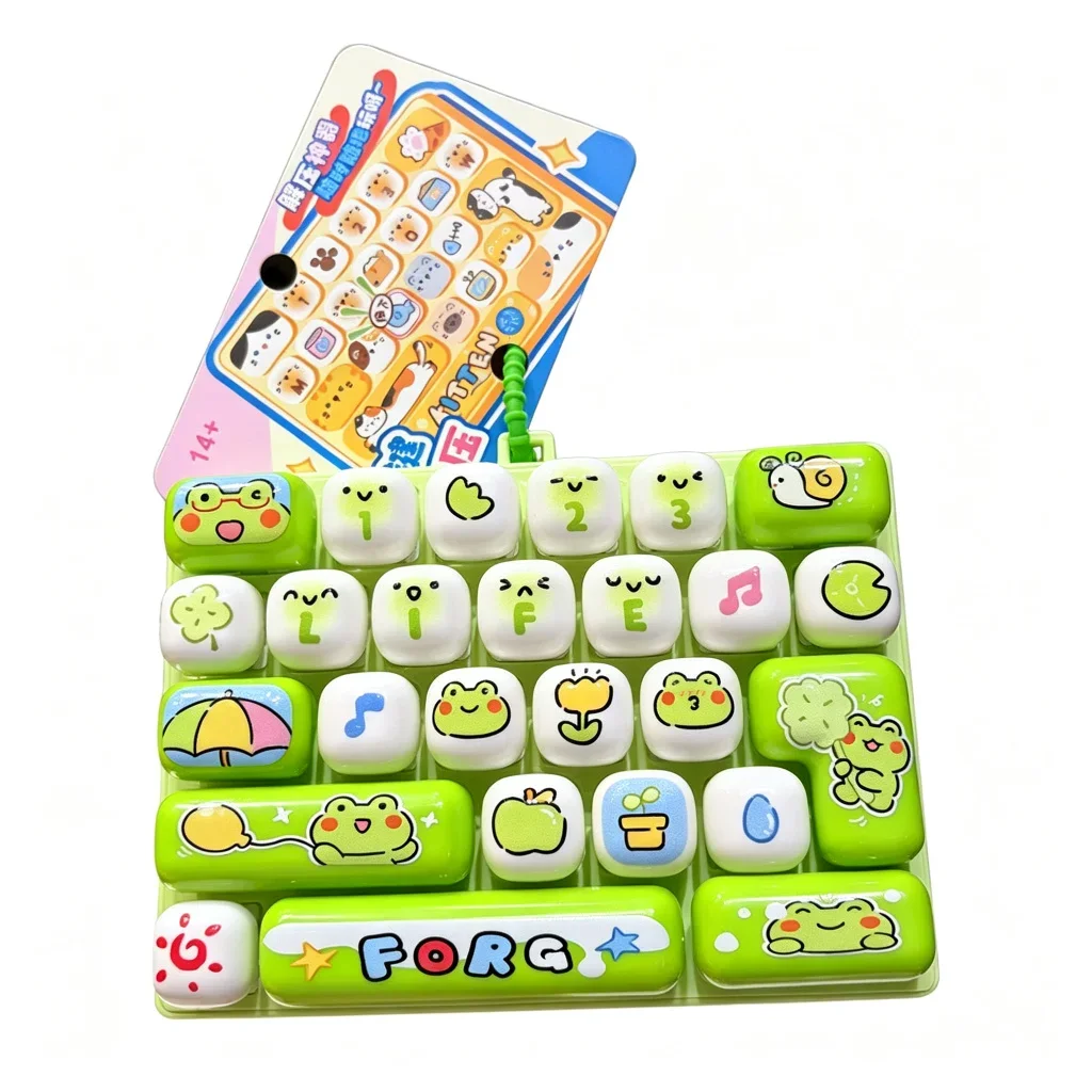 26-Keys Stress-Relieving Keyboard Keychains Toy Fingertip Press Idea Cartoon Pattern Stress Relief Keyboard Accessory26구 키캡 키링