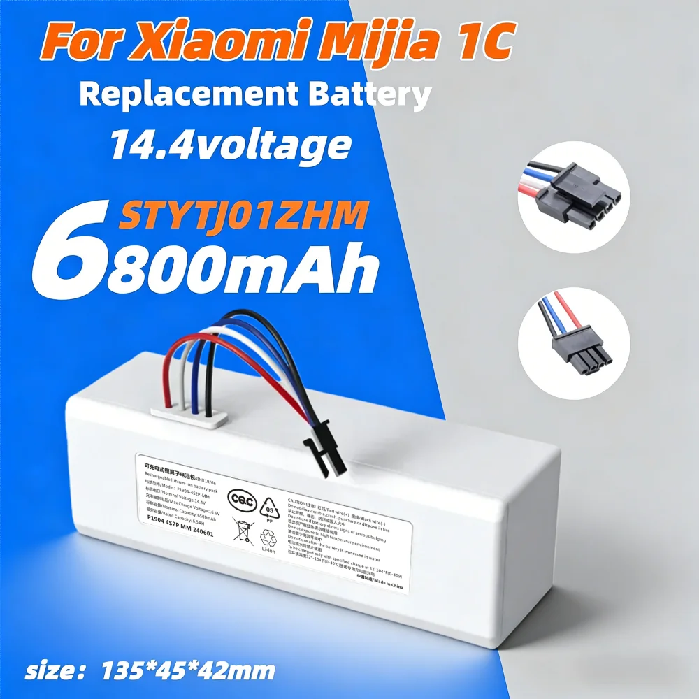 Original 14.4V 6800mAh P1904-4S1P-MM Li ion Battery For Xiaomi Mijia 1C STYTJ01ZHM Robot Vacuum Mop Cleaner Accessories Parts