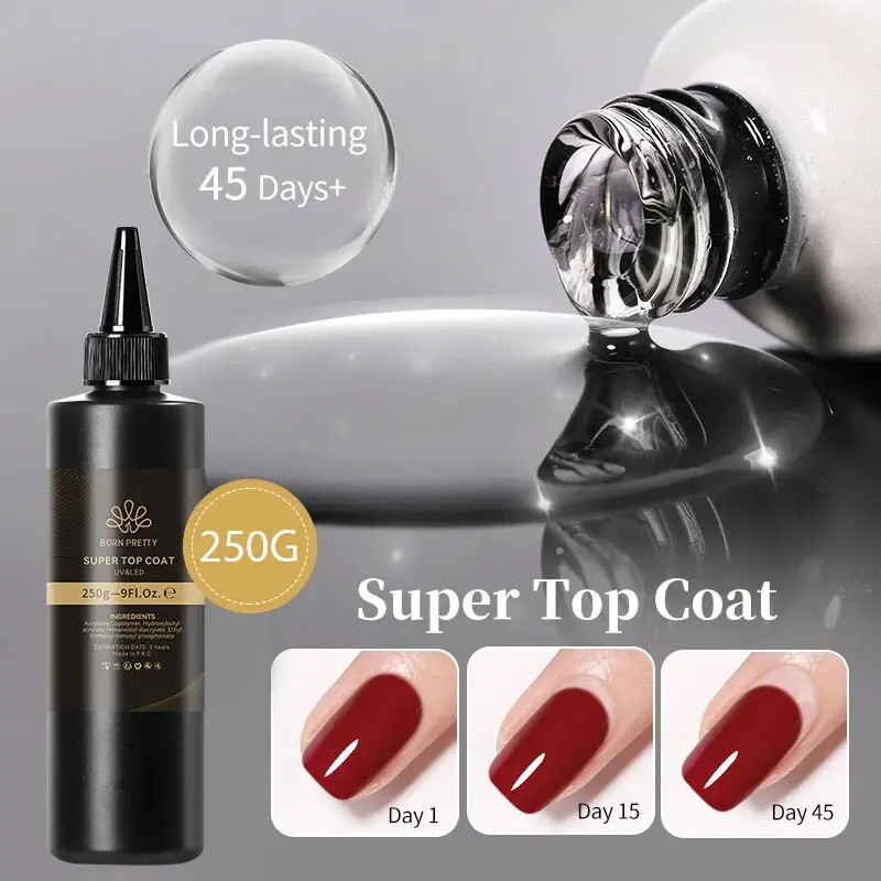 BORN PRETTY 250g Super Top Coat Professional Nail Art Soak Off Top Coat Long-lasting Anti-Stain Functional Gel Polish