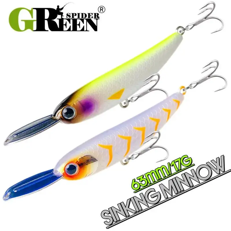 Sinkender Minnow-Angelköder, 63 mm/17 g, künstlicher Bleistiftköder für Barsch-Forellen-Angelköder