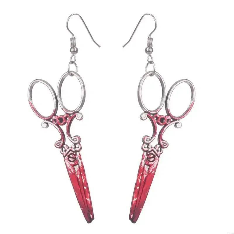 Q5WE Gothic Metal Scissors Hatchet Dangle Earring Halloween Funny Knife Earring