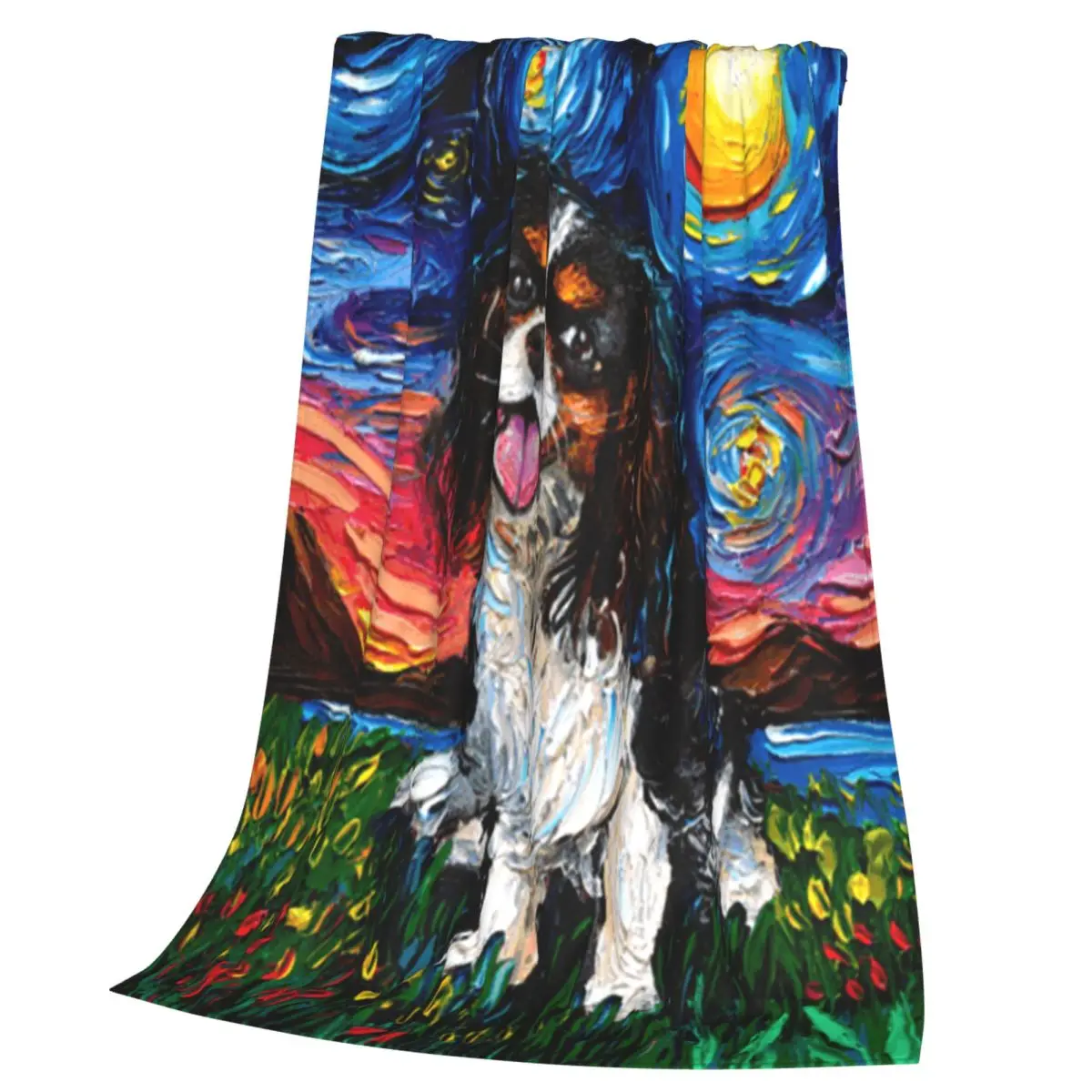 Tri Color Cavalier King Charles Spaniel Night Blanket Soft Warm Flannel Throw Blanket Bedspread for Bed Picnic Travel Home Couch