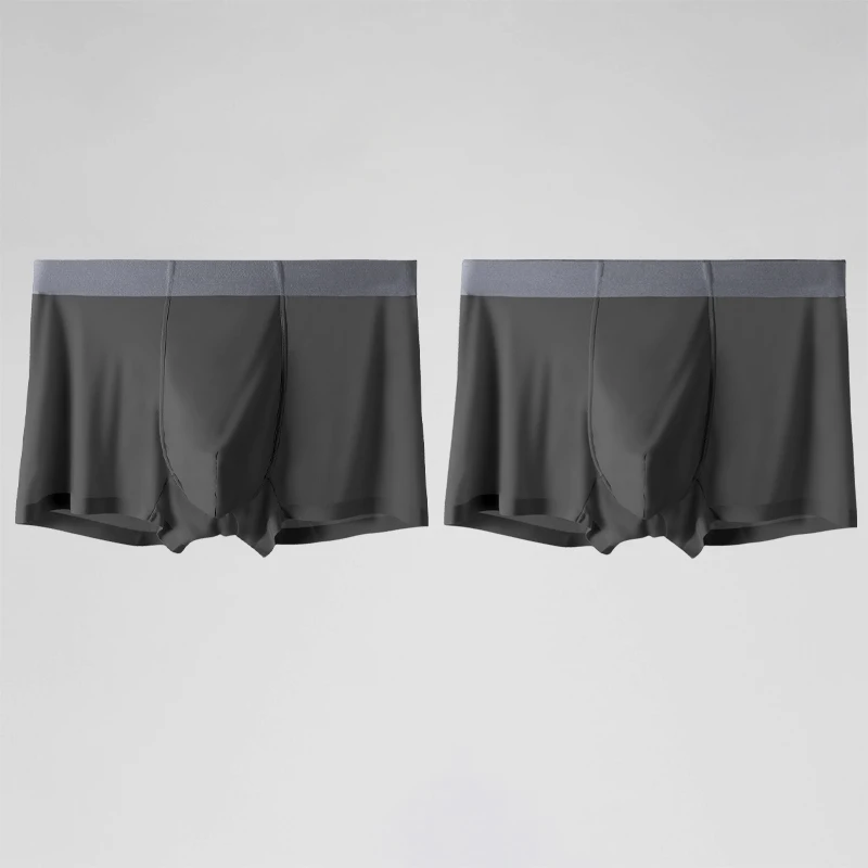 

2 шт. нижнее белье из ледяного шелка для мужчин, бесшовные ультратонкие летние прозрачные трусы-боксеры, дышащие высокоэластичные шорты-боксеры