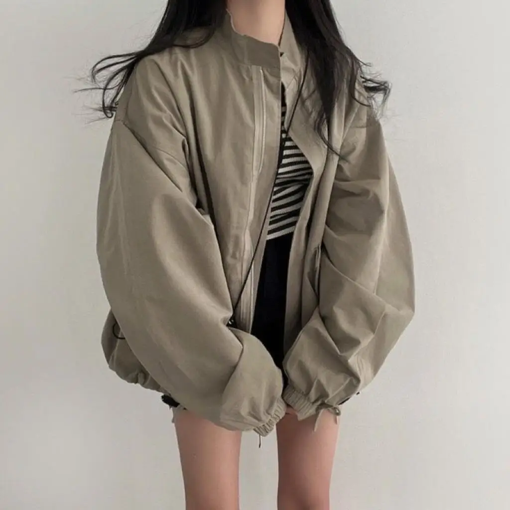 New 2024 Autumn Thin Baseball Jacket Women's Casual Style Loose Fit Student Trendy Knitted Long Pants Sportswear Outerwear