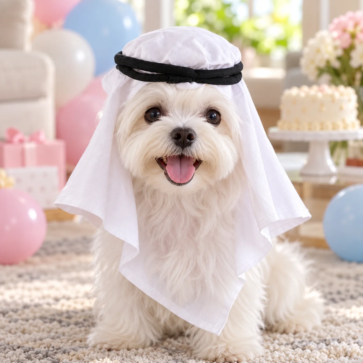 Pet Arabian Prince Hat Red Check White Cat Costume Headwear For Small Dogs Halloween Party Photography Pet Owner Holiday Gift