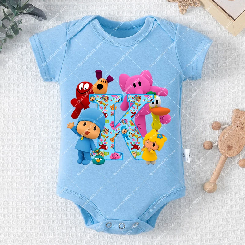 Baby Boy Girl Cartoon Cute Bodysuit Pocoyoed Kids Cotton Crawling Suit Summer Casual Clothes Newborn Short Sleeved Jumpsuit Gift - view 4