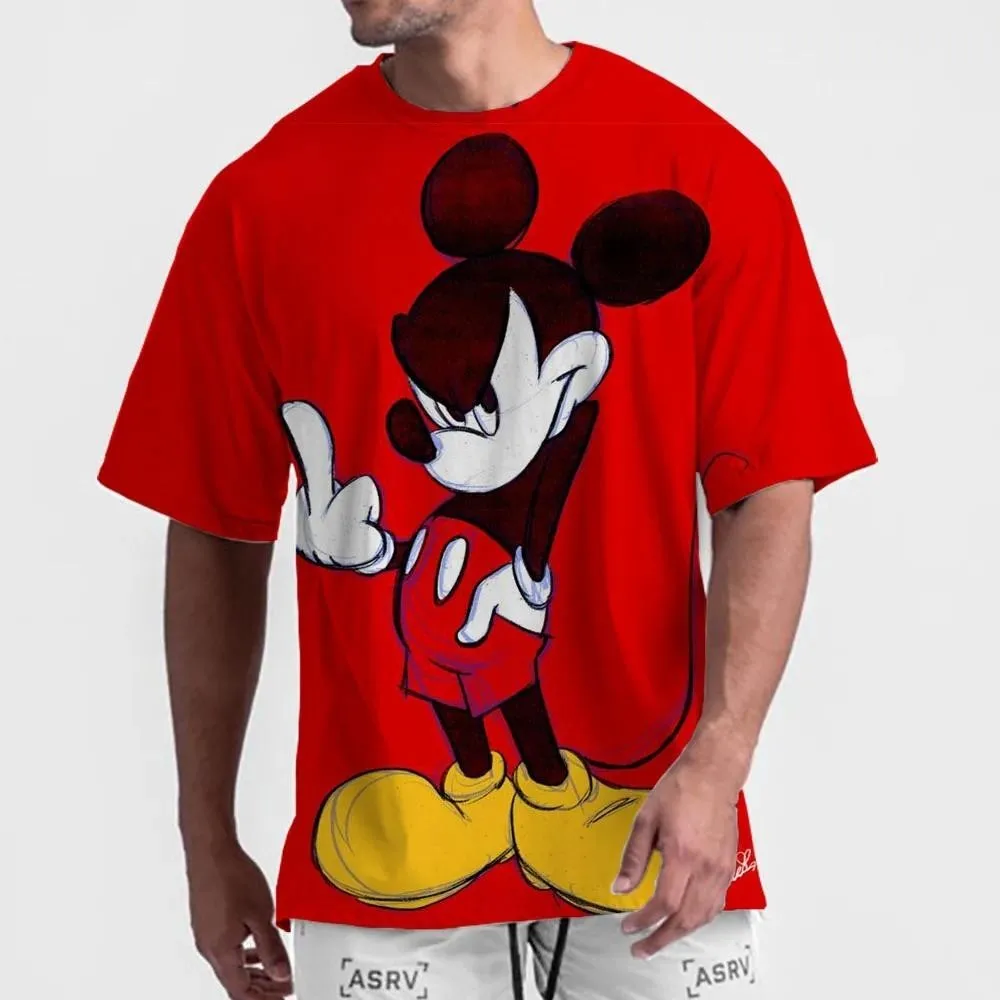 2025 ديزني ميكي ماوس تي شيرت مع سماعات الرأس وكلمات فيلم قصير موضة الرسوم المتحركة ثلاثية الأبعاد طباعة قصيرة الأكمام #2